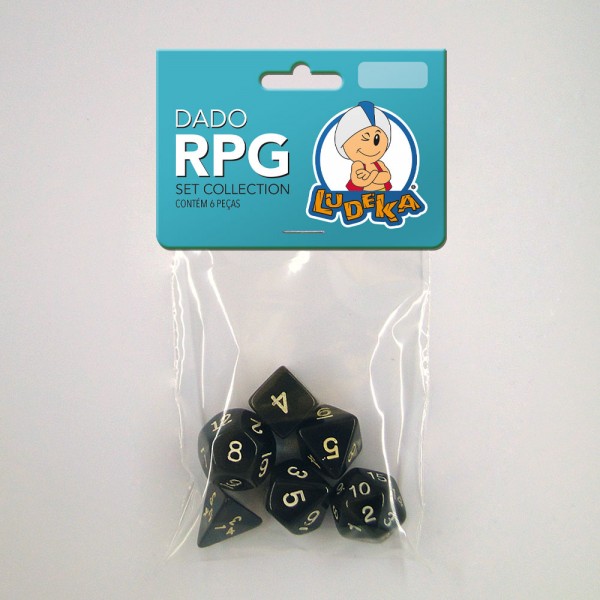 KIT DADO RPG - PRETO - C/6 UNIDADES