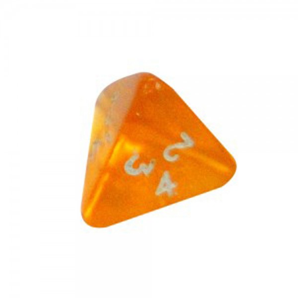 DADO RPG 4 LADOS LARANJA TRANSPARENTE - 18x18 mm