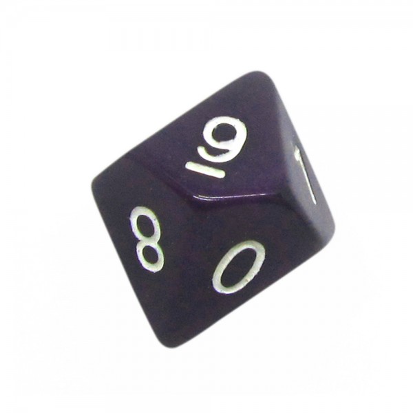 DADO RPG 10 LADOS ROXO PEROLADO - 20x18 mm