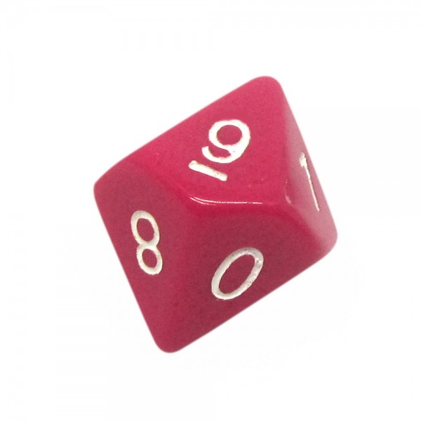 DADO RPG 10 LADOS ROSA - 20x18 mm