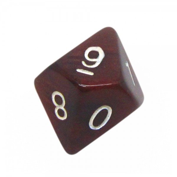 DADO RPG 10 LADOS VINHO PEROLADO - 20x18 mm