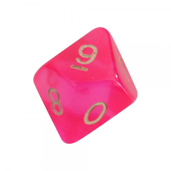 DADO RPG 10 LADOS ROSA FLUORESCENTE  - 20x18 mm