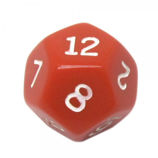 DADO RPG 12 LADOS LARANJA - 20x20 mm