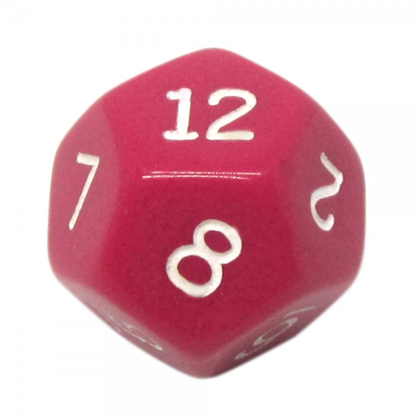 DADO RPG 12 LADOS ROSA - 20x20 mm 