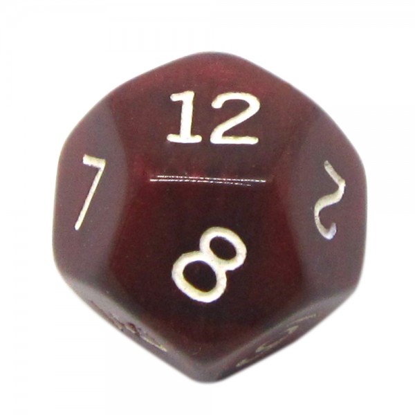 DADO RPG 12 LADOS VINHO PEROLADO - 20x20 mm