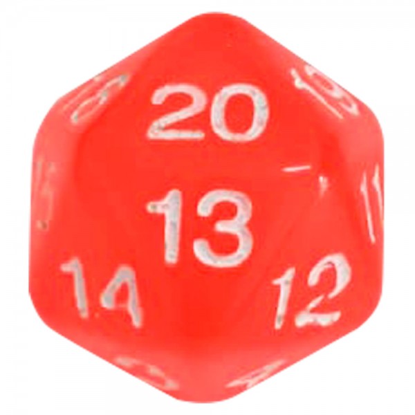 DADO RPG 20 LADOS LARANJA FLUORESCENTE  - 22x22 mm