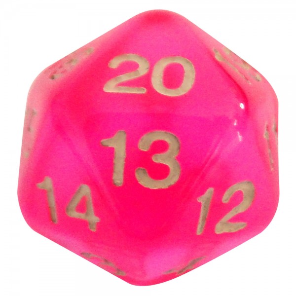 DADO RPG 20 LADOS ROSA FLUORESCENTE  - 22x22 mm