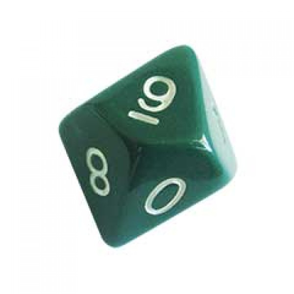 DADO RPG 10 LADOS VERDE - 20x18 mm